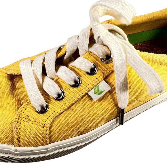 Cariuma Yellow Canvas Sneakers Womens Sz 7 Mens 5.5 EU 38 Shoes Rio Brazil Cork - Picture 8 of 13